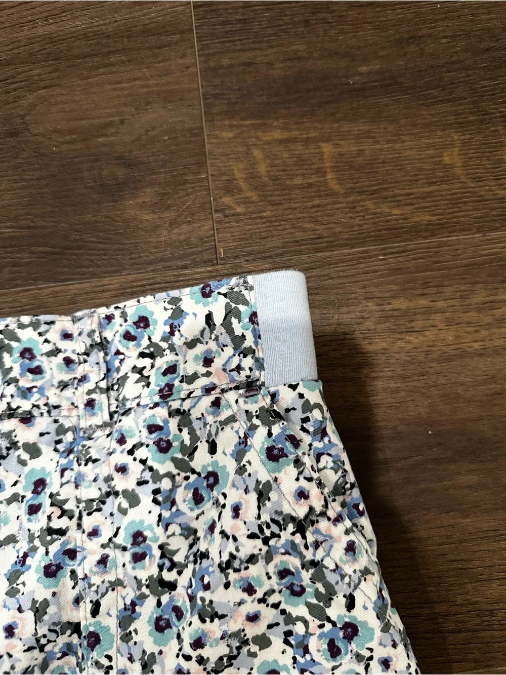 Lee White Floral Mini Skirt with Blue Accents
